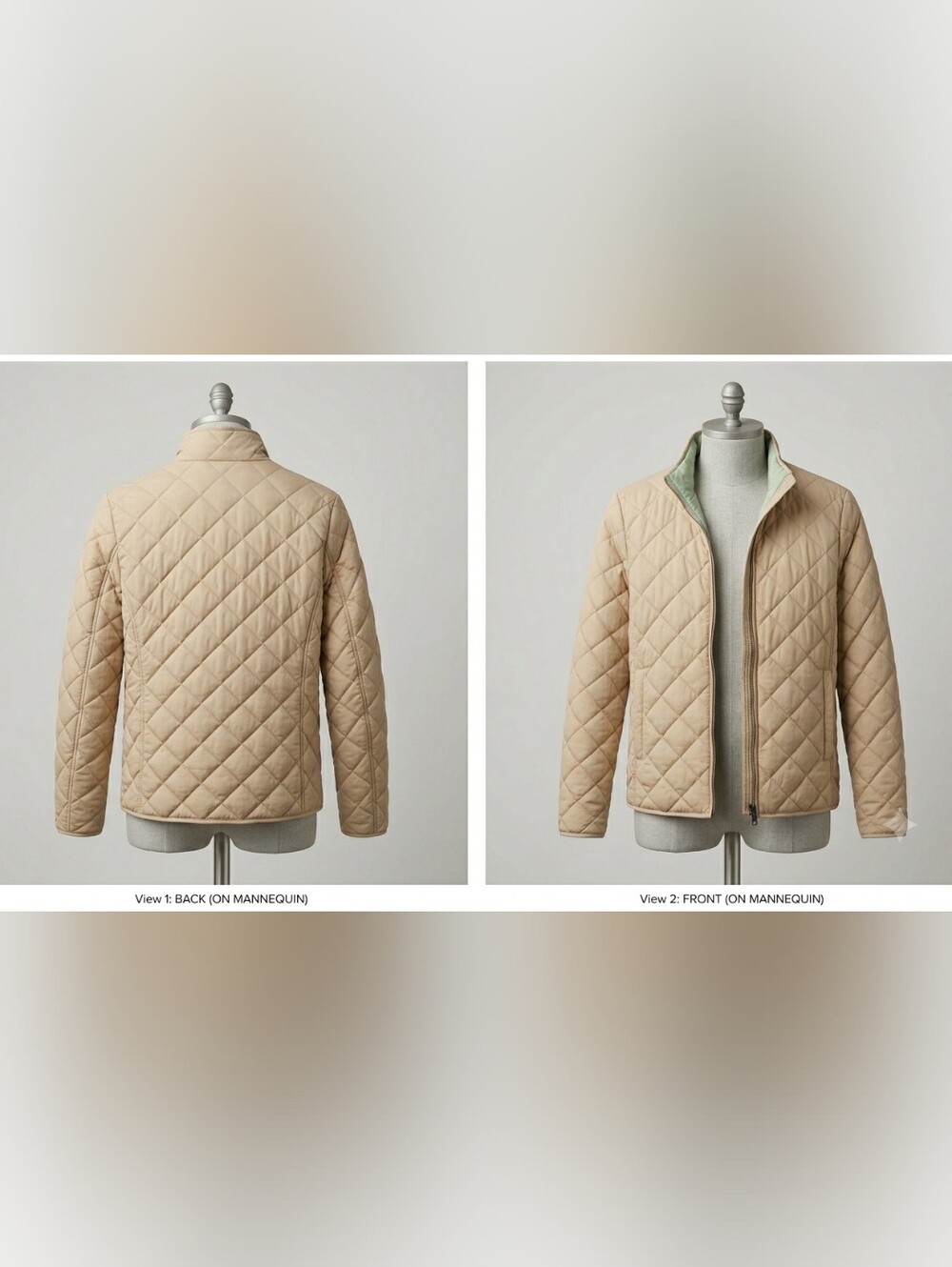 Eddie Bauer Cream Quilted Puffer Jacket Women's Size M Lightweight Full Zip Coat